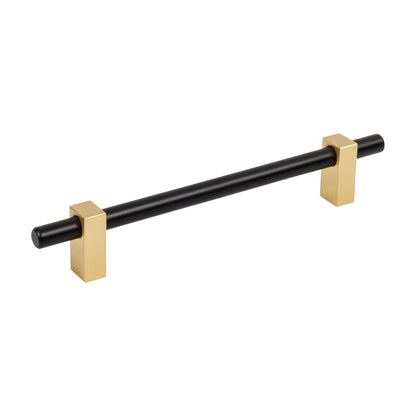 Jeffrey Alexander Larkin 2 Handle in Matte Black w/Brushed Gold, 6 1/4"