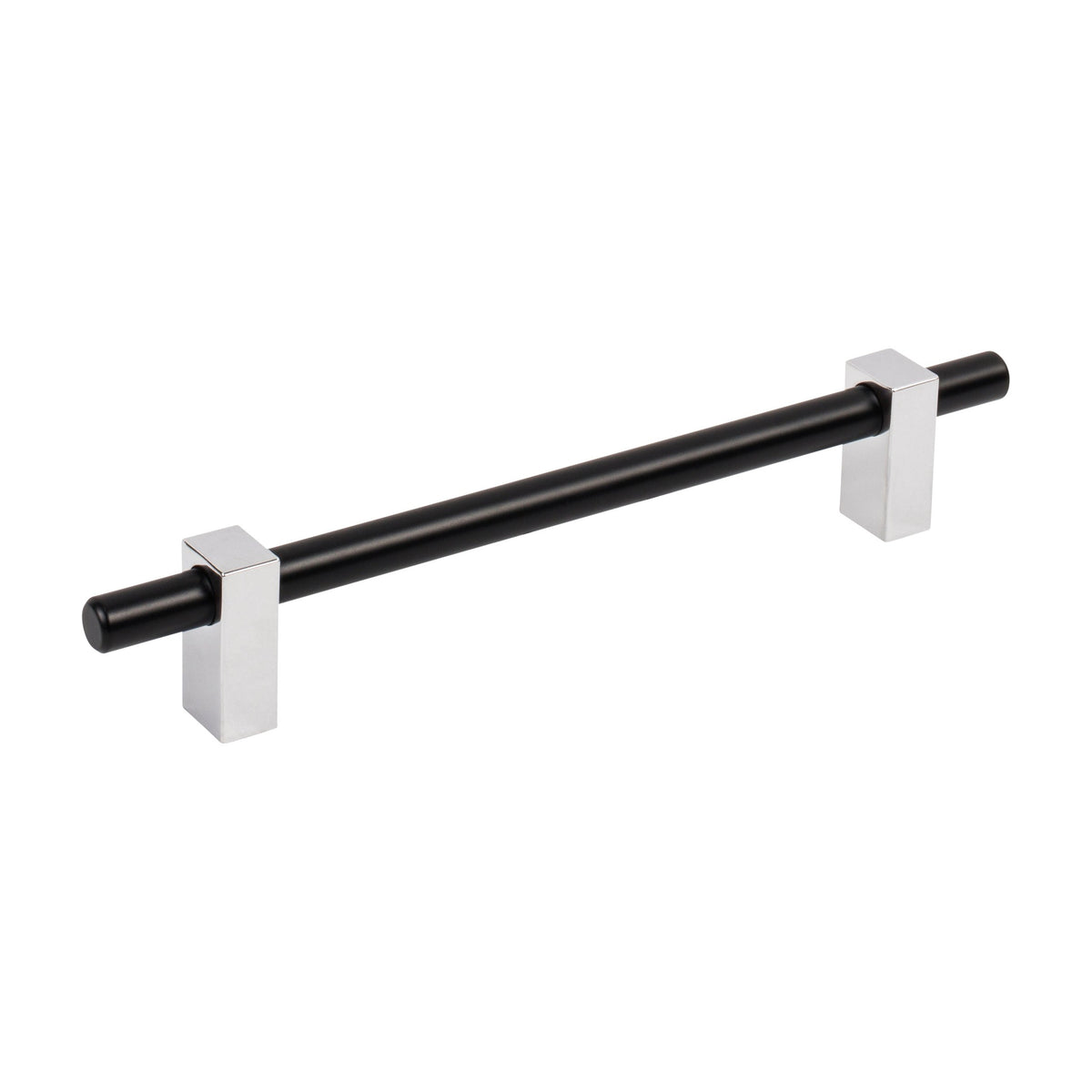 Jeffrey Alexander Larkin 2 Handle in Matte Black w/Polished Chrome, 6 1/4"