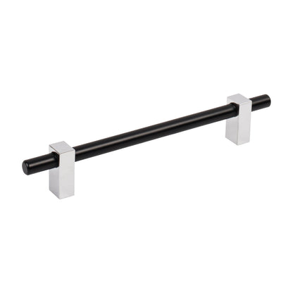 Jeffrey Alexander Larkin 2 Handle in Matte Black w/Polished Chrome, 6 1/4"