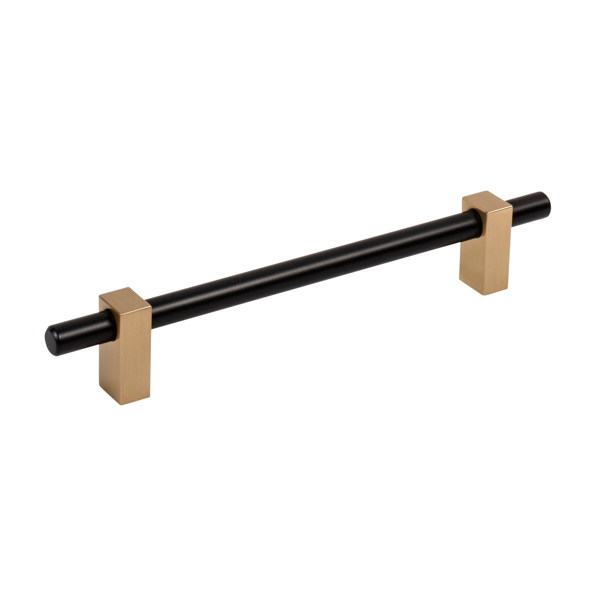Jeffrey Alexander Larkin 2 Handle in Matte Black w/Satin Bronze, 6 1/4"