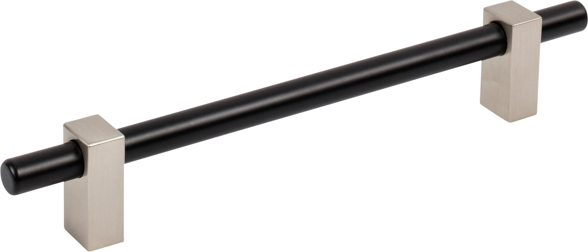 Jeffrey Alexander Larkin 2 Handle in Matte Black w/Satin Nickel, 6 1/4"