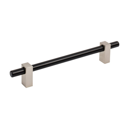 Jeffrey Alexander Larkin 2 Handle in Matte Black w/Satin Nickel, 6 1/4"