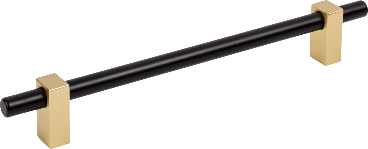 Jeffrey Alexander Larkin 2 Handle in Matte Black w/Brushed Gold, 7 1/2"
