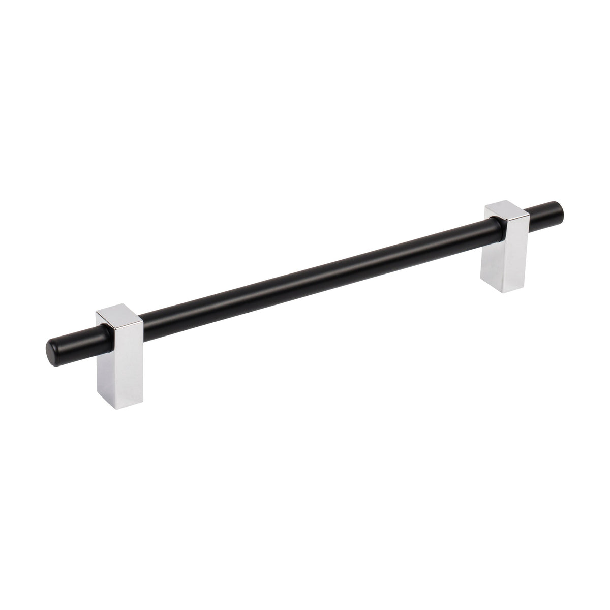 Jeffrey Alexander Larkin 2 Handle in Matte Black w/Polished Chrome, 7 1/2"