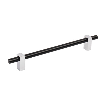Jeffrey Alexander Larkin 2 Handle in Matte Black w/Polished Chrome, 7 1/2"