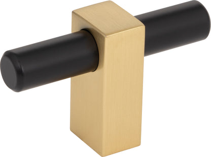 Jeffrey Alexander Larkin 2 Handle in Matte Black w/Brushed Gold, Knob