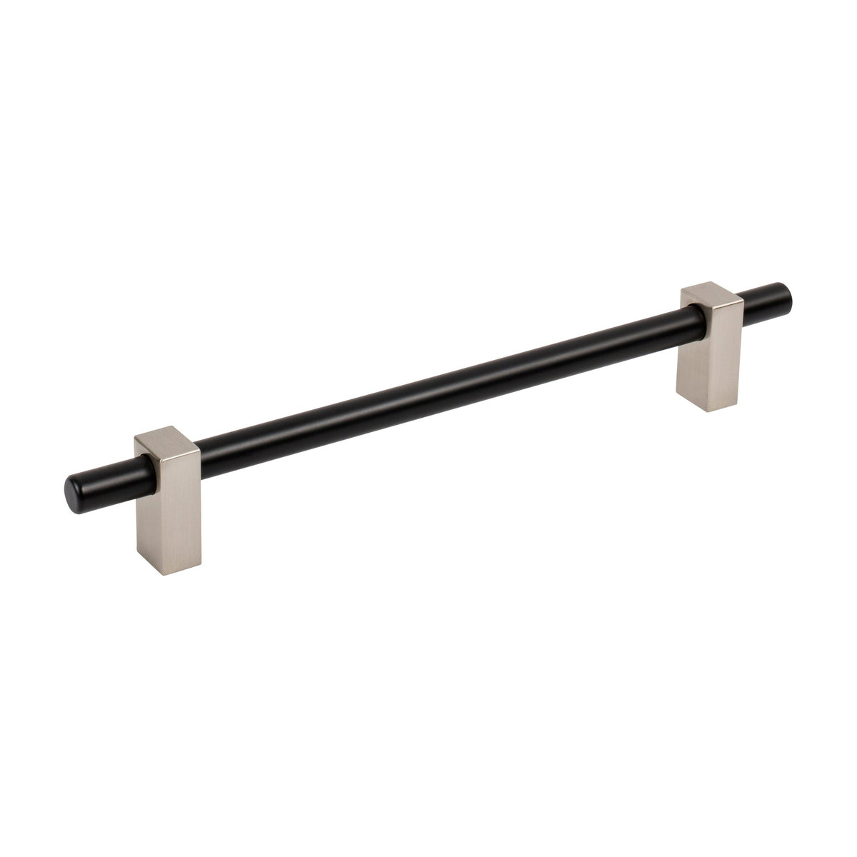 Jeffrey Alexander Larkin 2 Handle in Matte Black w/Satin Nickel, 7 1/2"