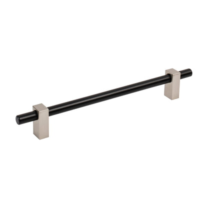 Jeffrey Alexander Larkin 2 Handle in Matte Black w/Satin Nickel, 7 1/2"
