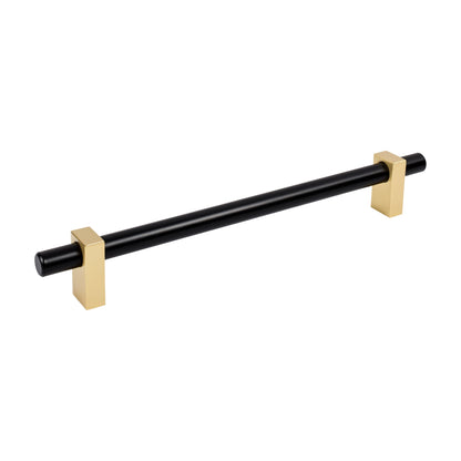 Jeffrey Alexander Larkin 2 Handle in Matte Black w/Brushed Gold, 12" Appliance Handle