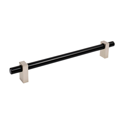 Jeffrey Alexander Larkin 2 Handle in Matte Black w/Satin Nickel, 12" Appliance Handle