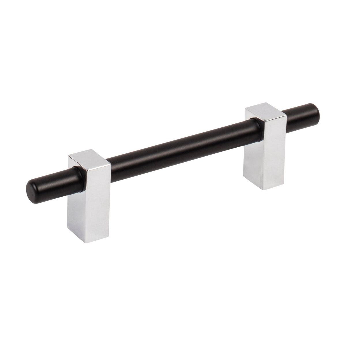 Jeffrey Alexander Larkin 2 Handle in Matte Black w/Polished Chrome, 3 3/4"
