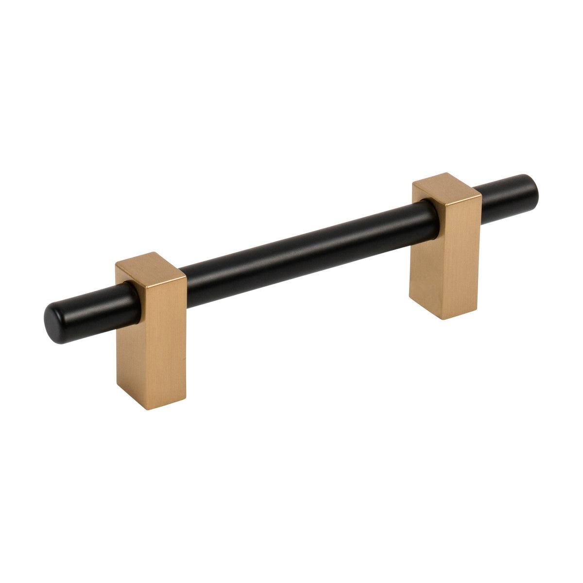 Jeffrey Alexander Larkin 2 Handle in Matte Black w/Satin Bronze, 3 3/4"