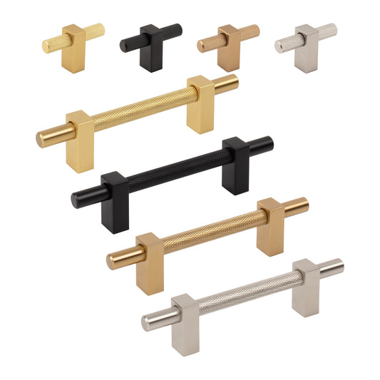 Jeffrey Alexander Larkin 3 Handle knob and pull in all 4 finishes