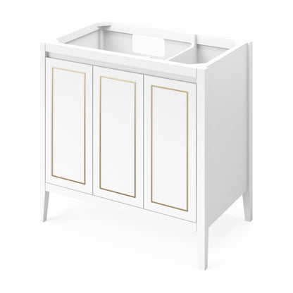 Jeffrey Alexander Percival 36" Left Offset Bowl Freestanding Bathroom Vanity, White