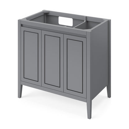 Jeffrey Alexander Percival 36" Left Offset Bowl Freestanding Bathroom Vanity, Grey