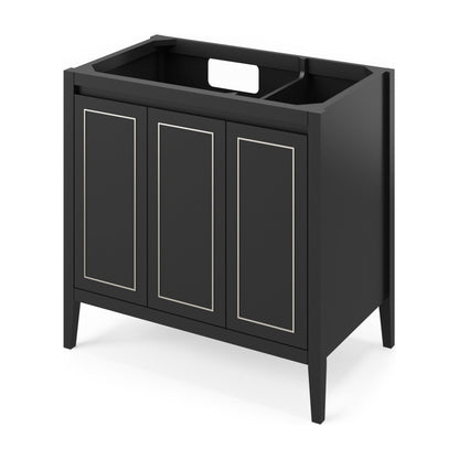 Jeffrey Alexander Percival 36" Left Offset Bowl Freestanding Bathroom Vanity, Black