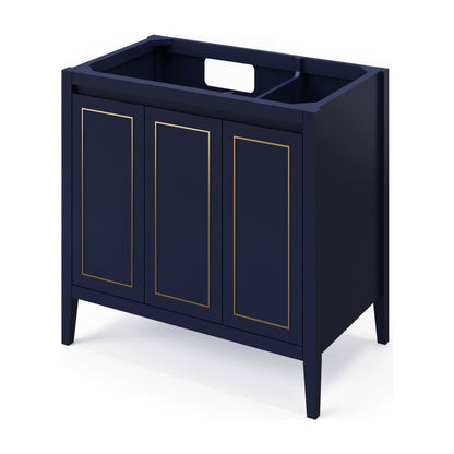 Jeffrey Alexander Percival 36" Left Offset Bowl Freestanding Bathroom Vanity, Hale Blue
