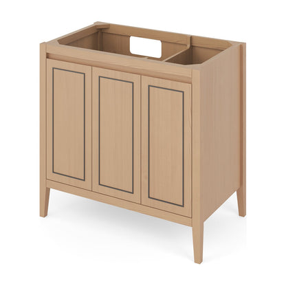 Jeffrey Alexander Percival 36" Left Offset Bowl Freestanding Bathroom Vanity, Natural Oak