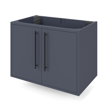 Jeffrey Alexander Tempest 30" Single Bowl Wall Mounted Bathroom Vanity, Blue Steel