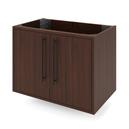 Jeffrey Alexander Tempest 30" Single Bowl Wall Mounted Bathroom Vanity, Dark Walnut
