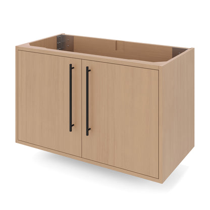 Jeffrey Alexander Tempest 36" Single Bowl Wall Mounted Bathroom Vanity, Natural Oak