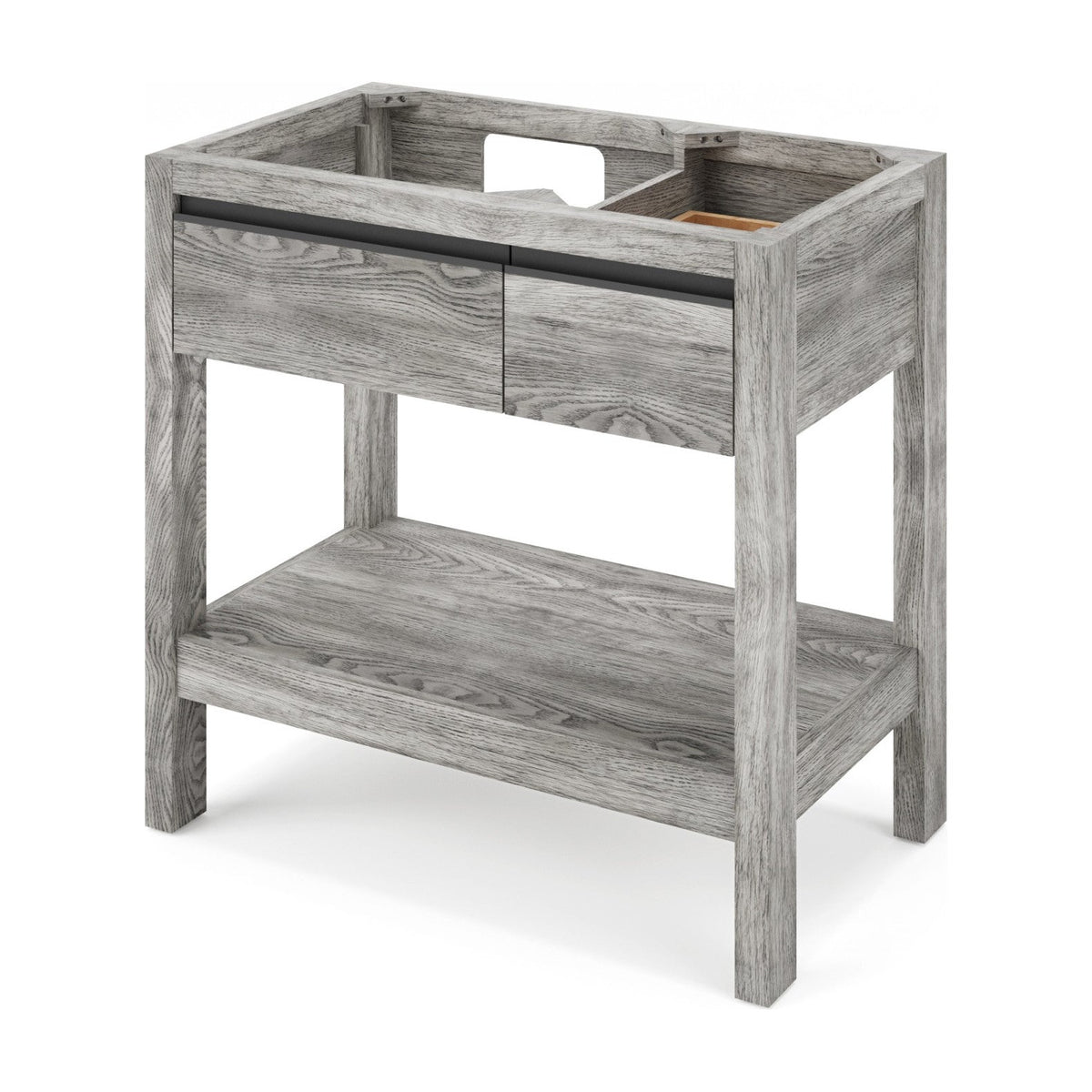 Jubilee 36" Left Offset Bowl Freestanding Bathroom Vanity, Weathered Grey