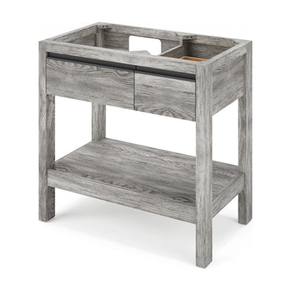 Jubilee 36" Left Offset Bowl Freestanding Bathroom Vanity, Weathered Grey