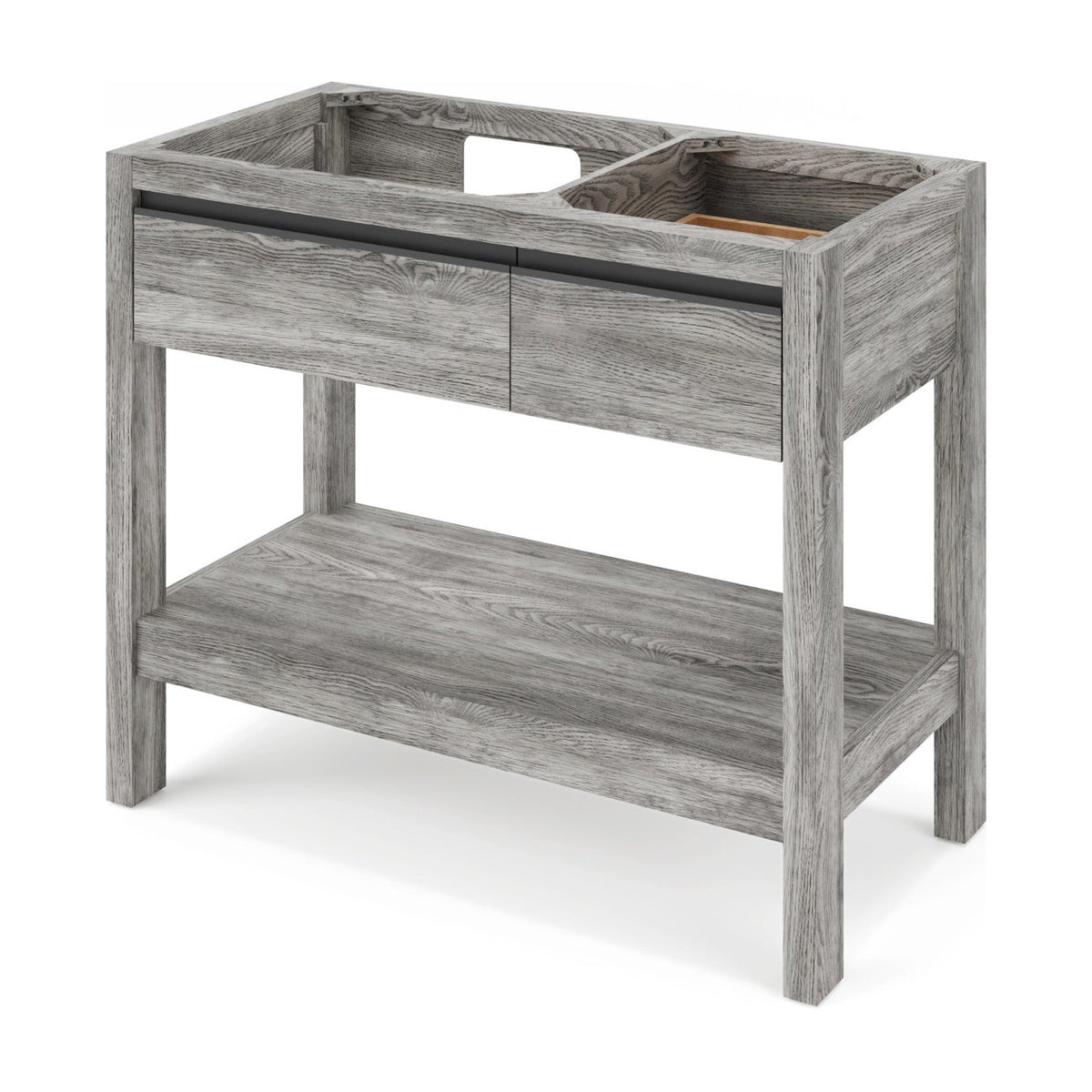 Jubilee 42" Left Offset Bowl Freestanding Bathroom Vanity, Weathered Grey