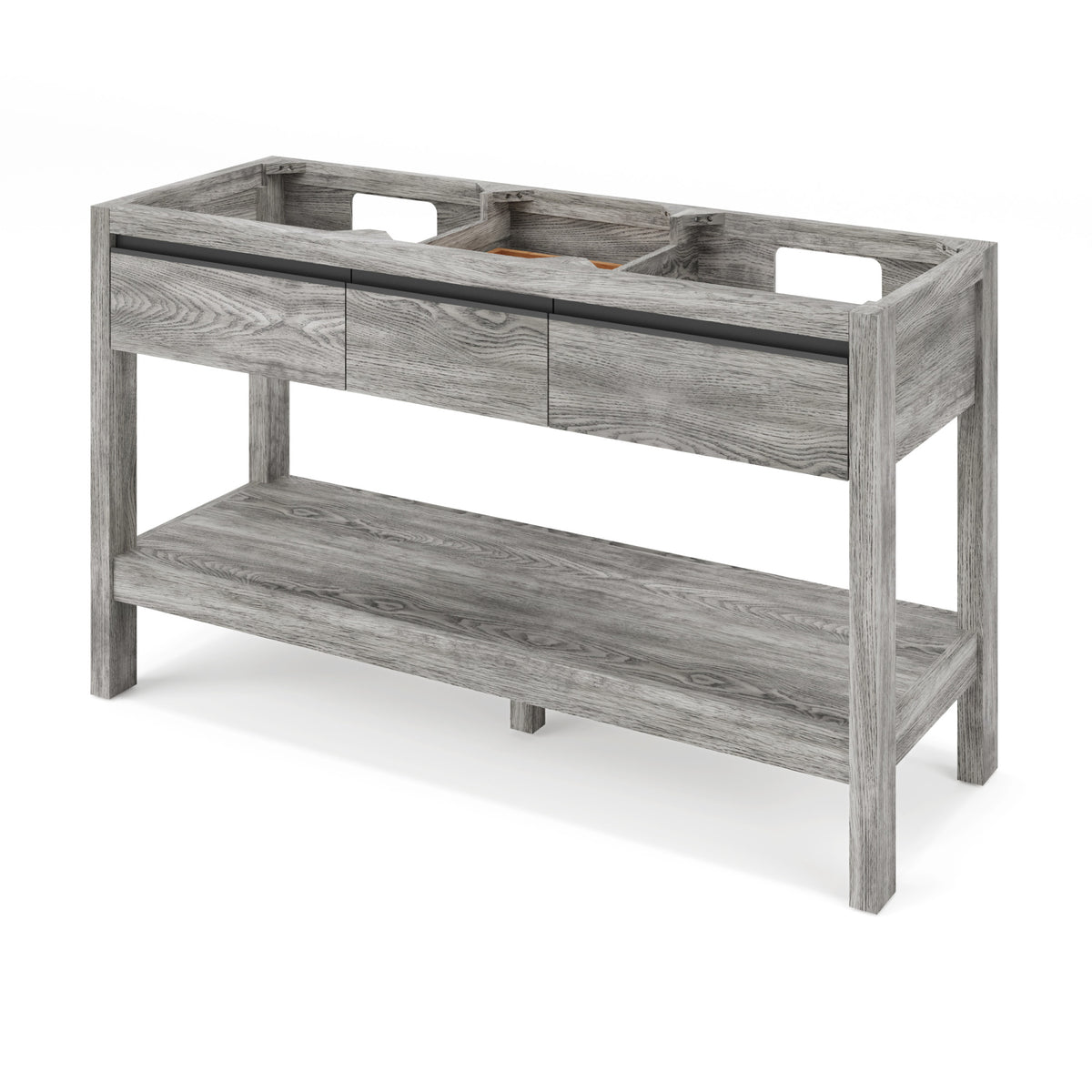 Jubilee 60" Double Bowl Freestanding Bathroom Vanity, Weathered Grey