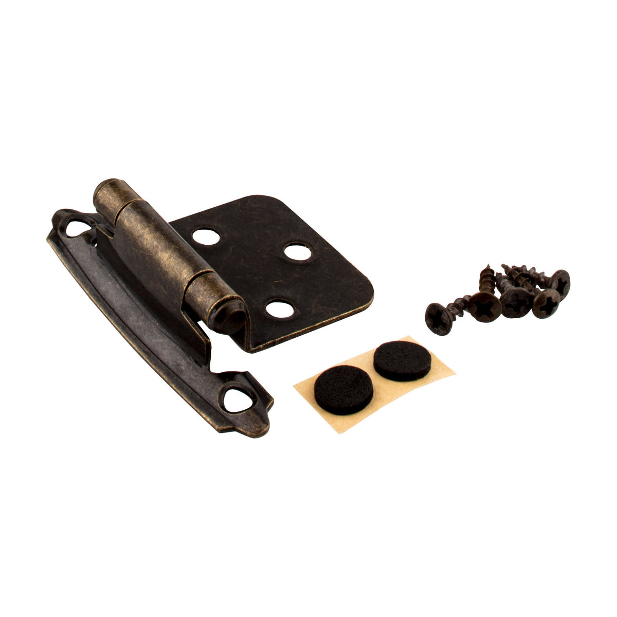 KasaWare Self-Closing Overlay Hinge, 2-Pack, Brushed Antique Brass