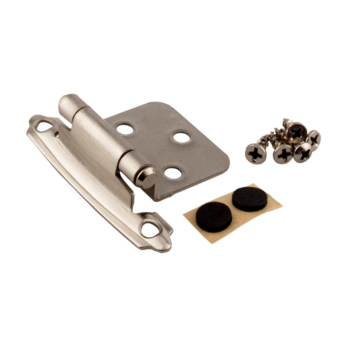 KasaWare Self-Closing Overlay Hinge, 2-Pack, Satin Nickel