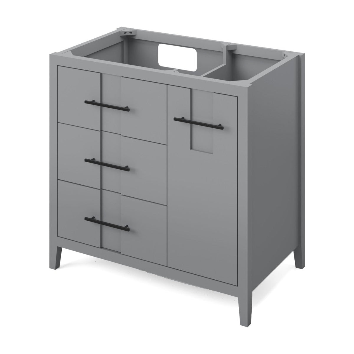 Katara 36" Left Offset Bowl Freestanding Bathroom Vanity, Grey