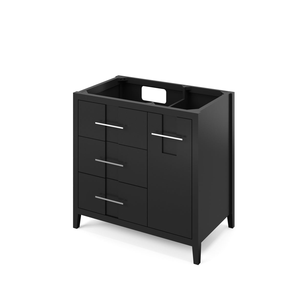 Katara 36" Left Offset Bowl Freestanding Bathroom Vanity, Black