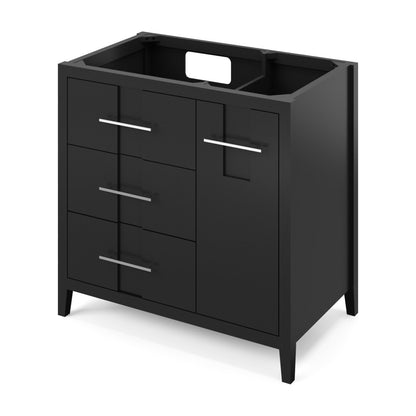 Katara 36" Left Offset Bowl Freestanding Bathroom Vanity, Black