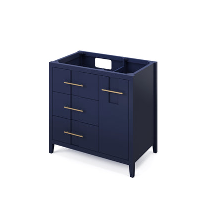 Katara 36" Left Offset Bowl Freestanding Bathroom Vanity, Hale Blue
