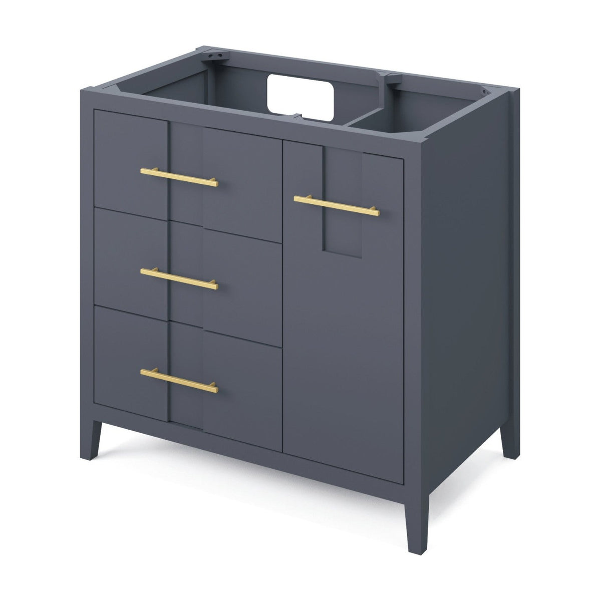 Katara 36" Left Offset Bowl Freestanding Bathroom Vanity, Blue Steel