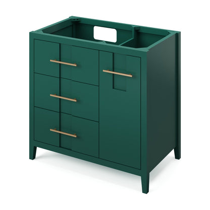Katara 36" Left Offset Bowl Freestanding Bathroom Vanity, Forest Green