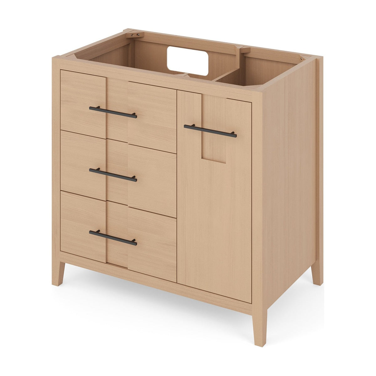 Katara 36" Left Offset Bowl Freestanding Bathroom Vanity, Natural Oak