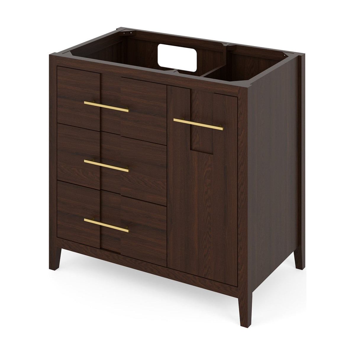 Katara 36" Left Offset Bowl Freestanding Bathroom Vanity, Dark Walnut