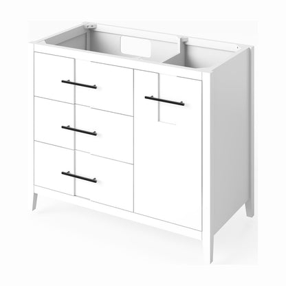Katara 42" Left Offset Bowl Freestanding Bathroom Vanity, White