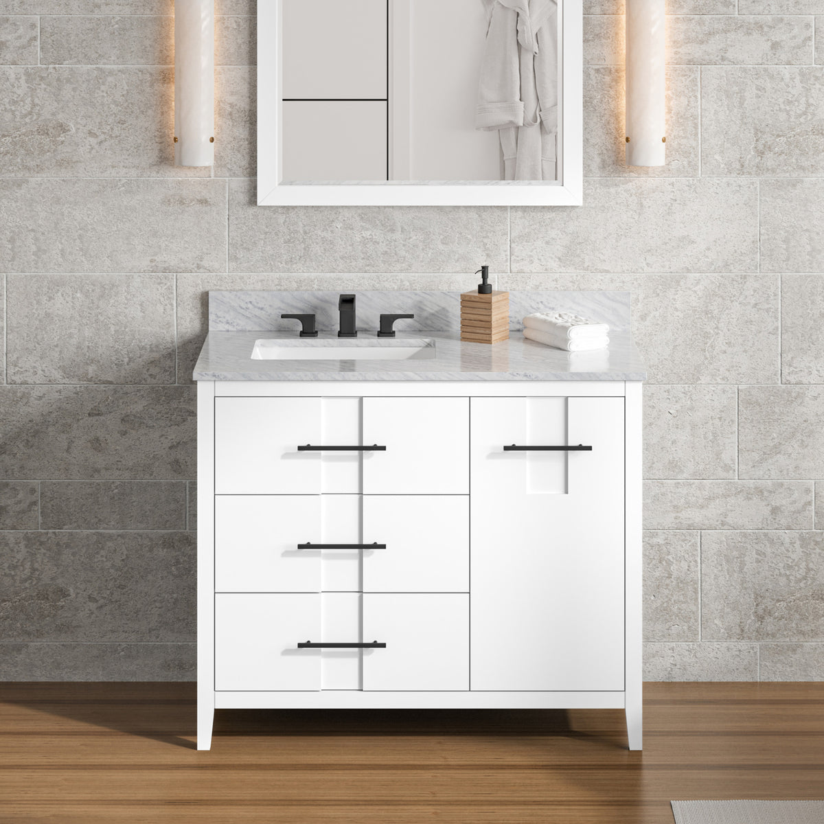 Katara 42" Left Offset Bowl Freestanding Bathroom Vanity, alternate view