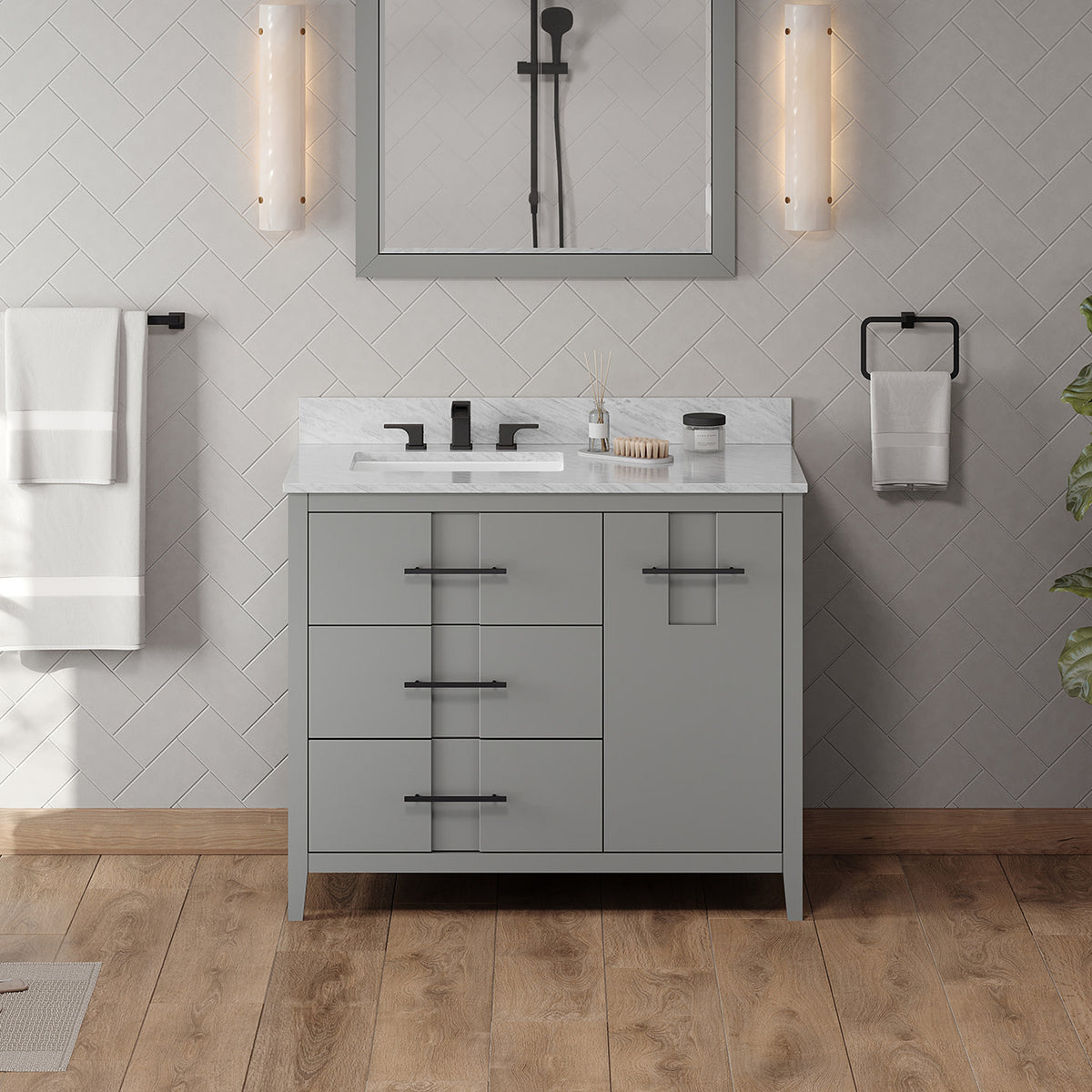 Katara 42" Left Offset Bowl Freestanding Bathroom Vanity, alternate view