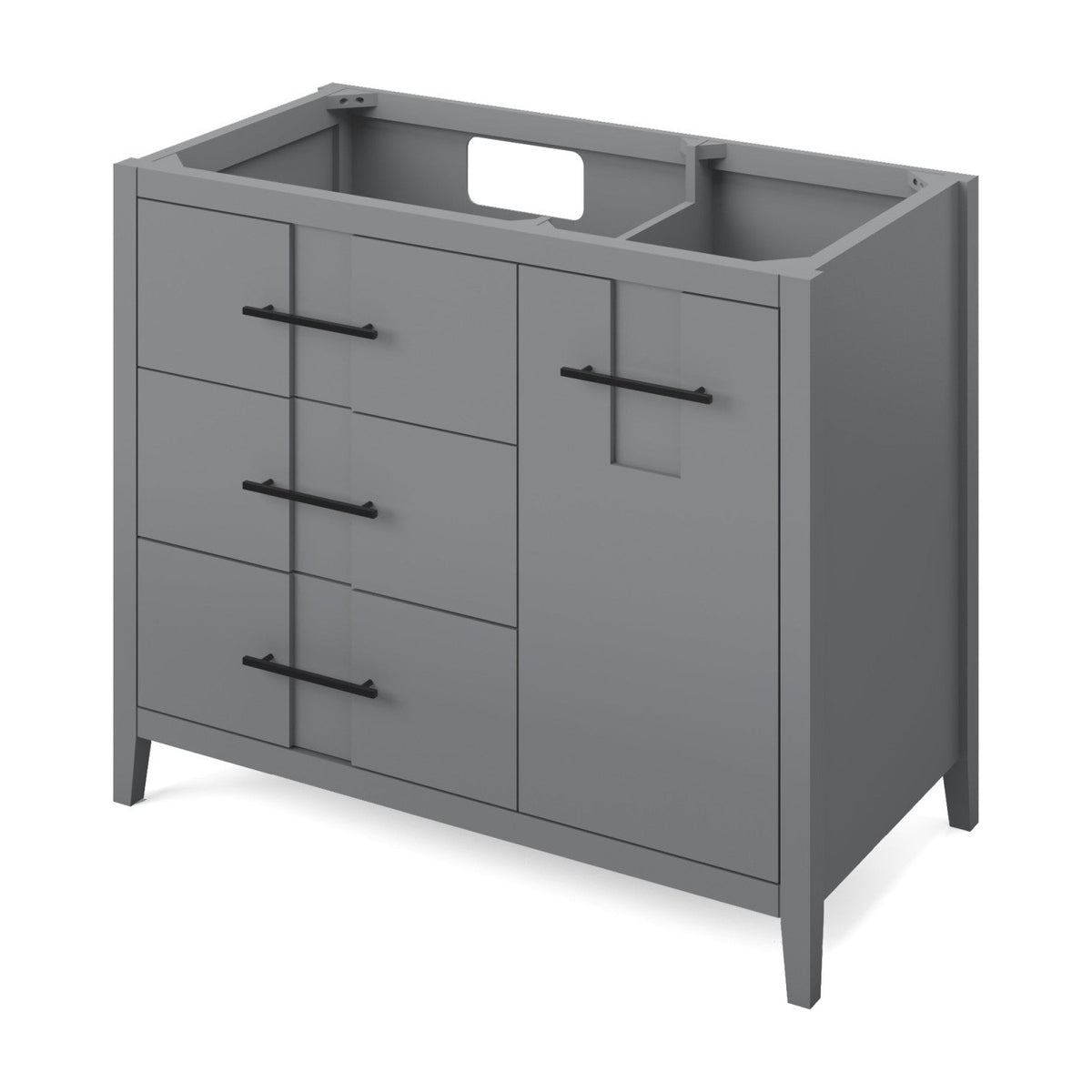 Katara 42" Left Offset Bowl Freestanding Bathroom Vanity, Grey
