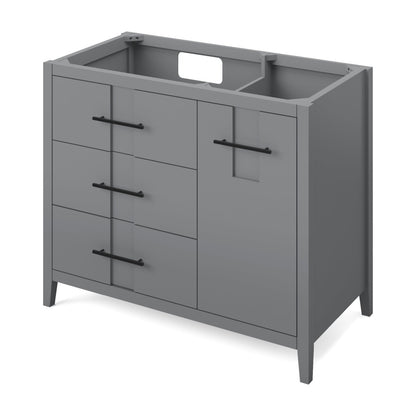 Katara 42" Left Offset Bowl Freestanding Bathroom Vanity, Grey