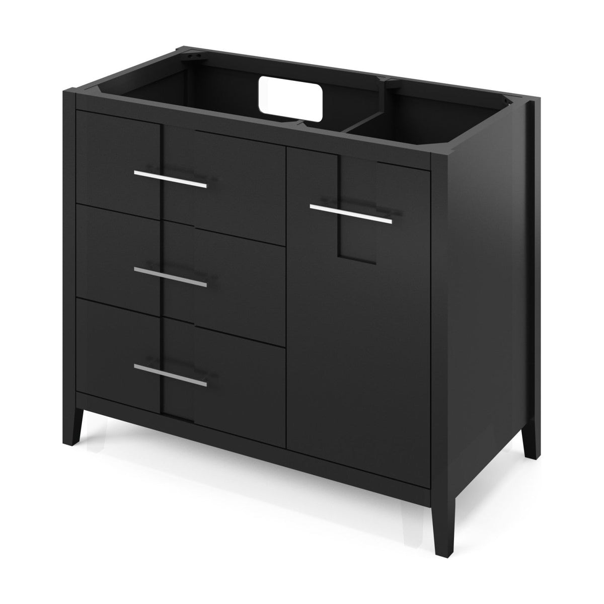 Katara 42" Left Offset Bowl Freestanding Bathroom Vanity, Black