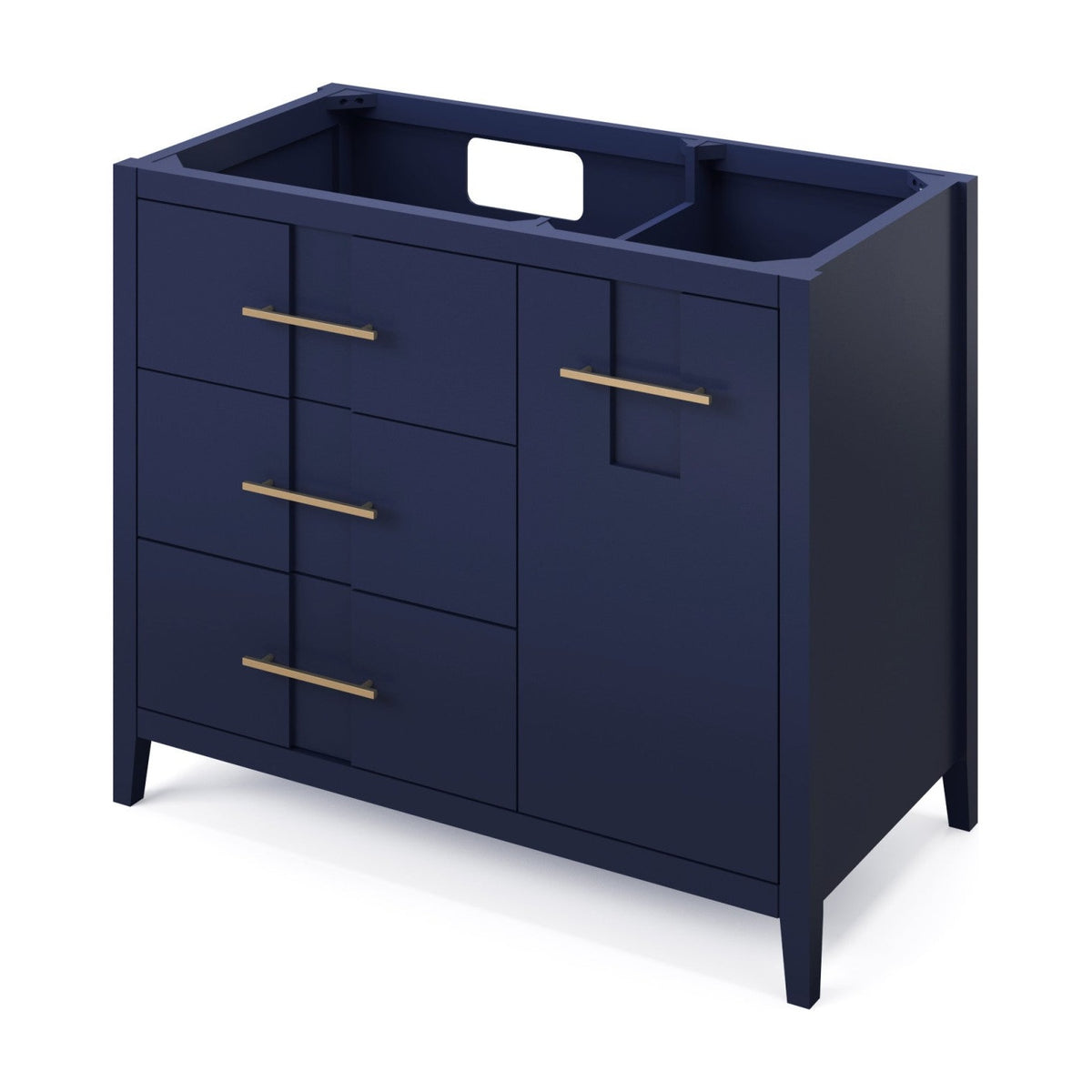 Katara 42" Left Offset Bowl Freestanding Bathroom Vanity, Hale Blue