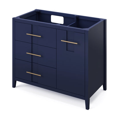 Katara 42" Left Offset Bowl Freestanding Bathroom Vanity, Hale Blue