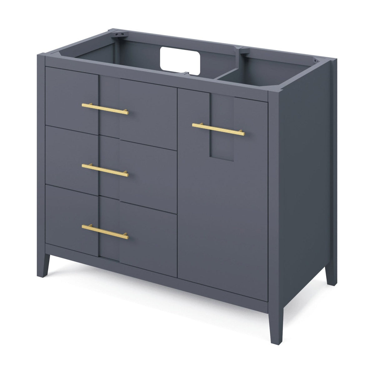 Katara 42" Left Offset Bowl Freestanding Bathroom Vanity, Blue Steel