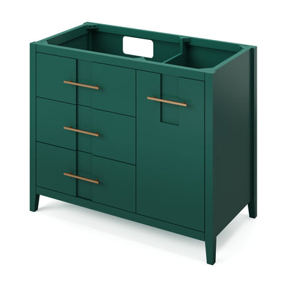 Katara 42" Left Offset Bowl Freestanding Bathroom Vanity, Forest Green