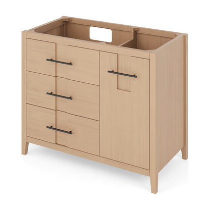 Katara 42" Left Offset Bowl Freestanding Bathroom Vanity, Natural Oak